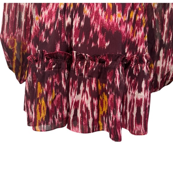 House of Harlow 1960 Burgundy Ikat Mini Dress | Long Sleeve Boho Chic | Size 6 - Picture 5 of 16